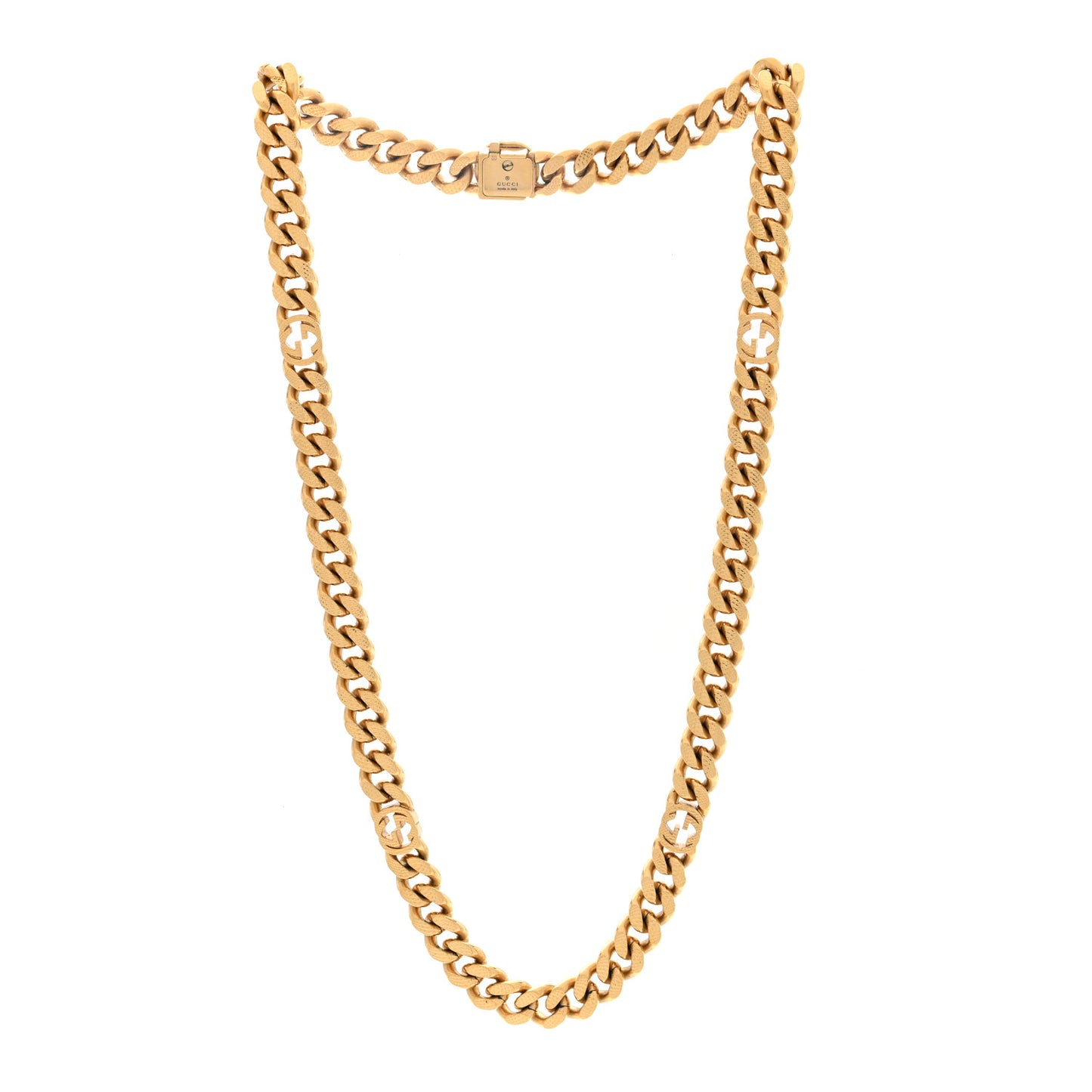 Metal Interlocking G Curb Chain Necklace Gold