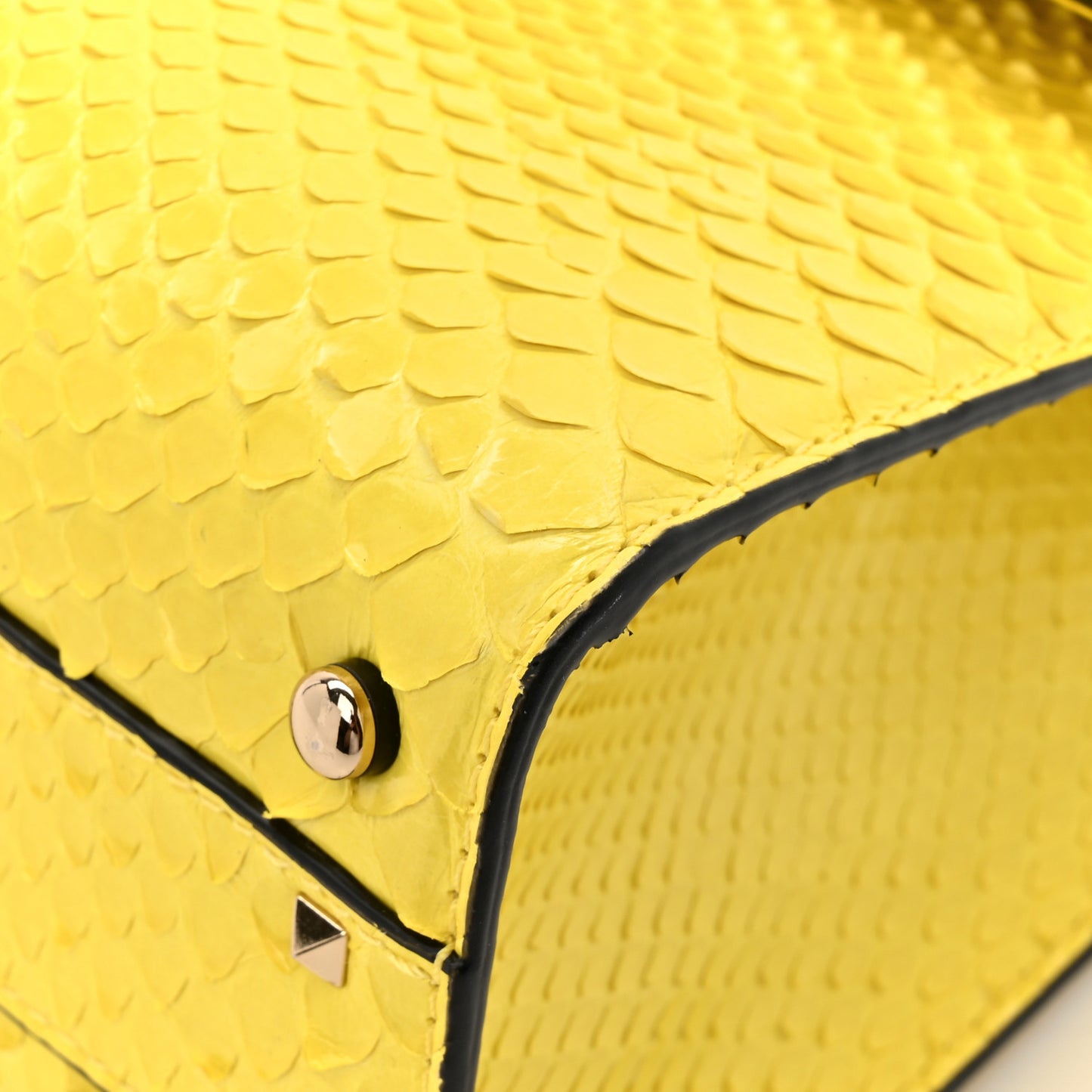 Snakeskin Embossed Mini VSling Top Handle Bag Yellow