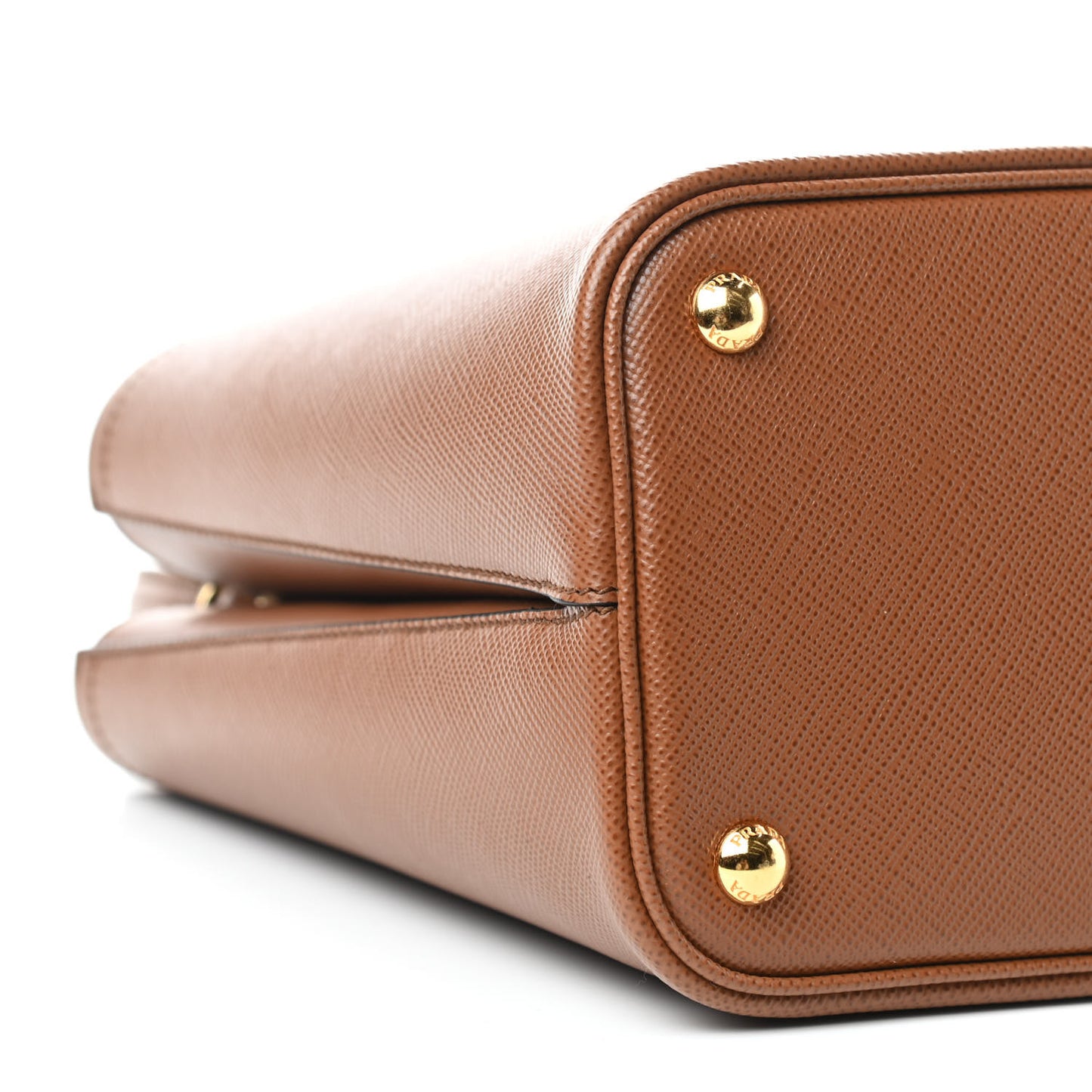 Saffiano Cuir Medium Panier Bucket Bag Cognac Black