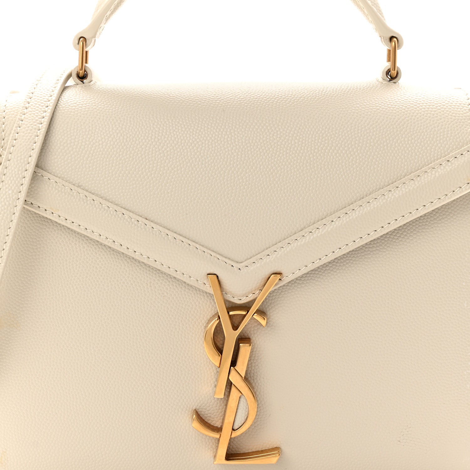 Saint Laurent Grain de Poudre Mini Classic Monogram Cassandra Top Handle Crema Soft 14 of 21