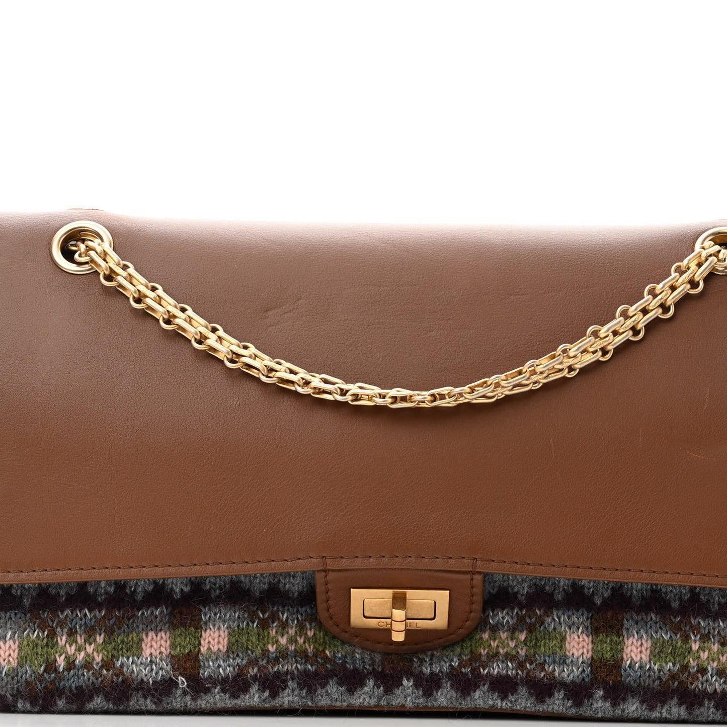 Smooth Calfskin Knit Nude 2.55 Reissue 226 Flap Brown