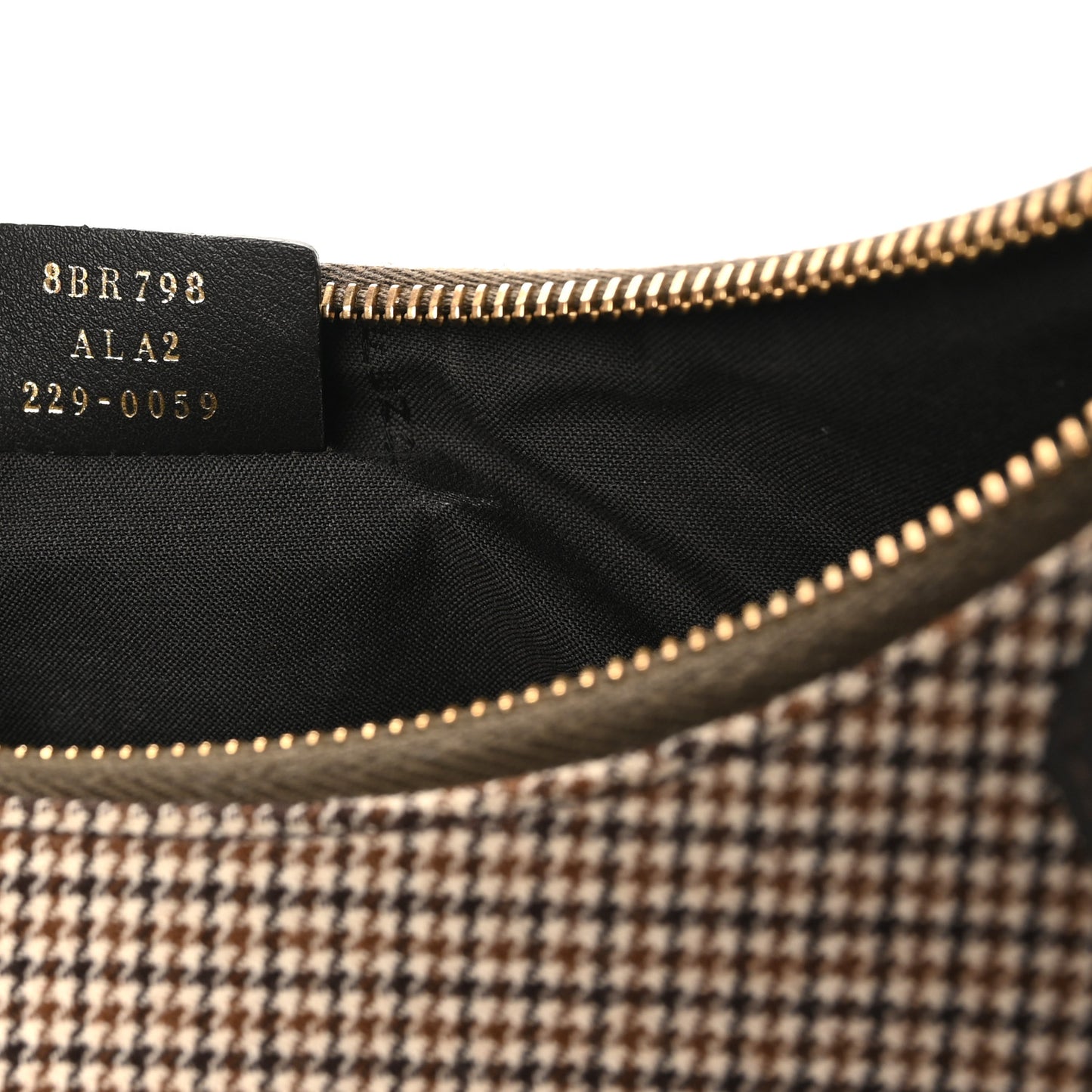 Wool Vitello Grace Small Houndstooth Small Fendigraphy Hobo Bag Beige Ebano