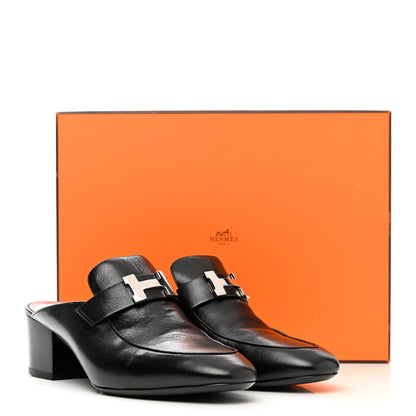 Hermes Goatskin Paradis Mules 39 Black 14 of 14