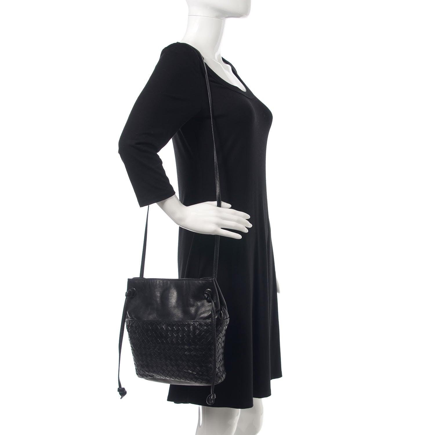 Bottega Veneta Nappa Intrecciato Drawstring Bucket Bag Black 2 of 11
