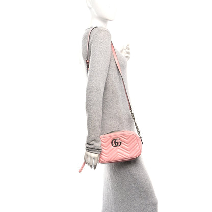 Gucci Calfskin Matelasse Small GG Marmont Chain Shoulder Bag Wild Rose 2 of 12