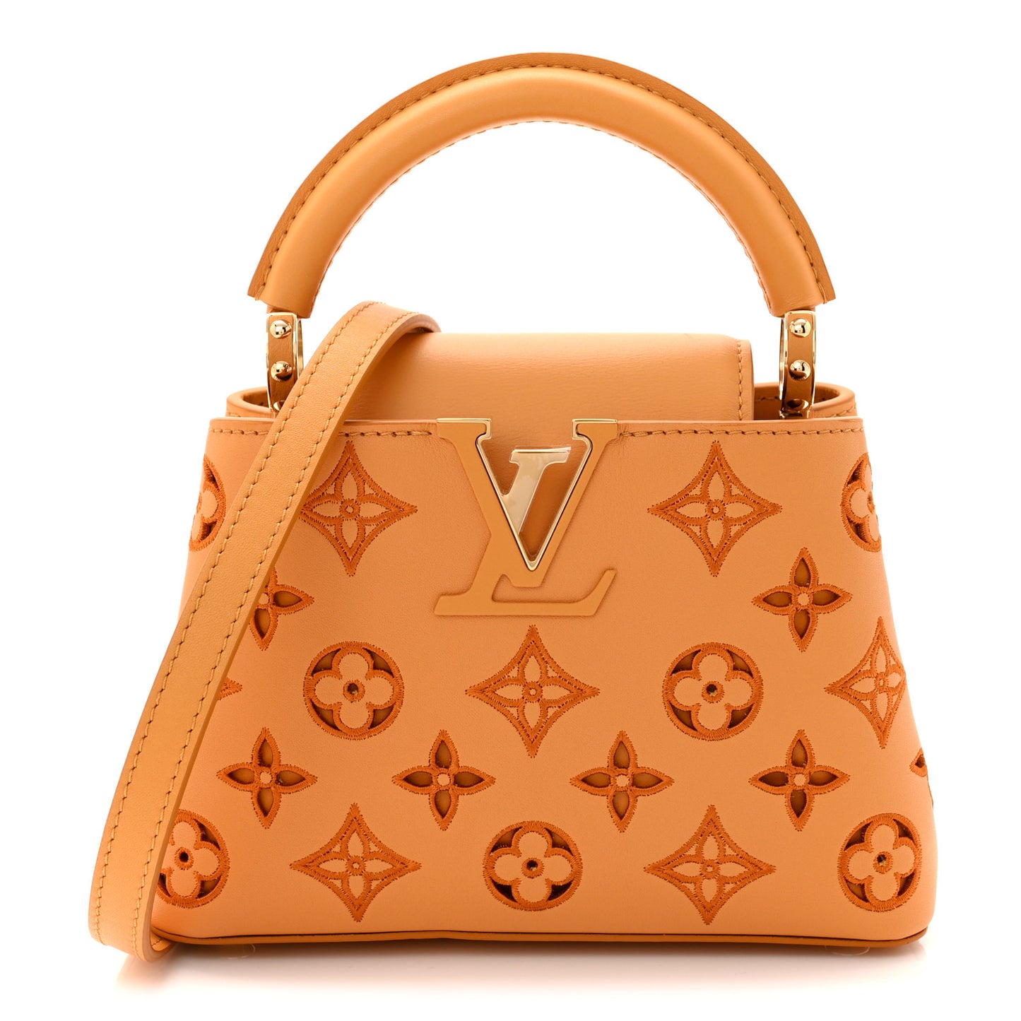 Calfskin LV Broderie Anglaise Mini Capucines Saffron