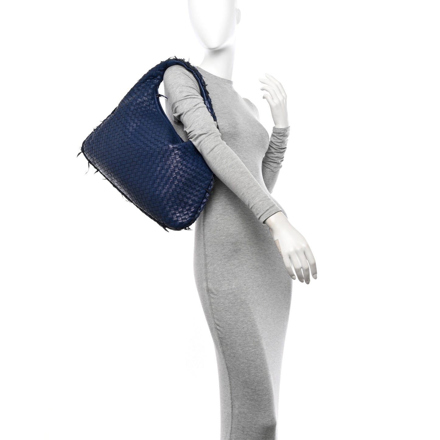 Nappa Intrecciato Fuzzy Medium Veneta Hobo Sapphire