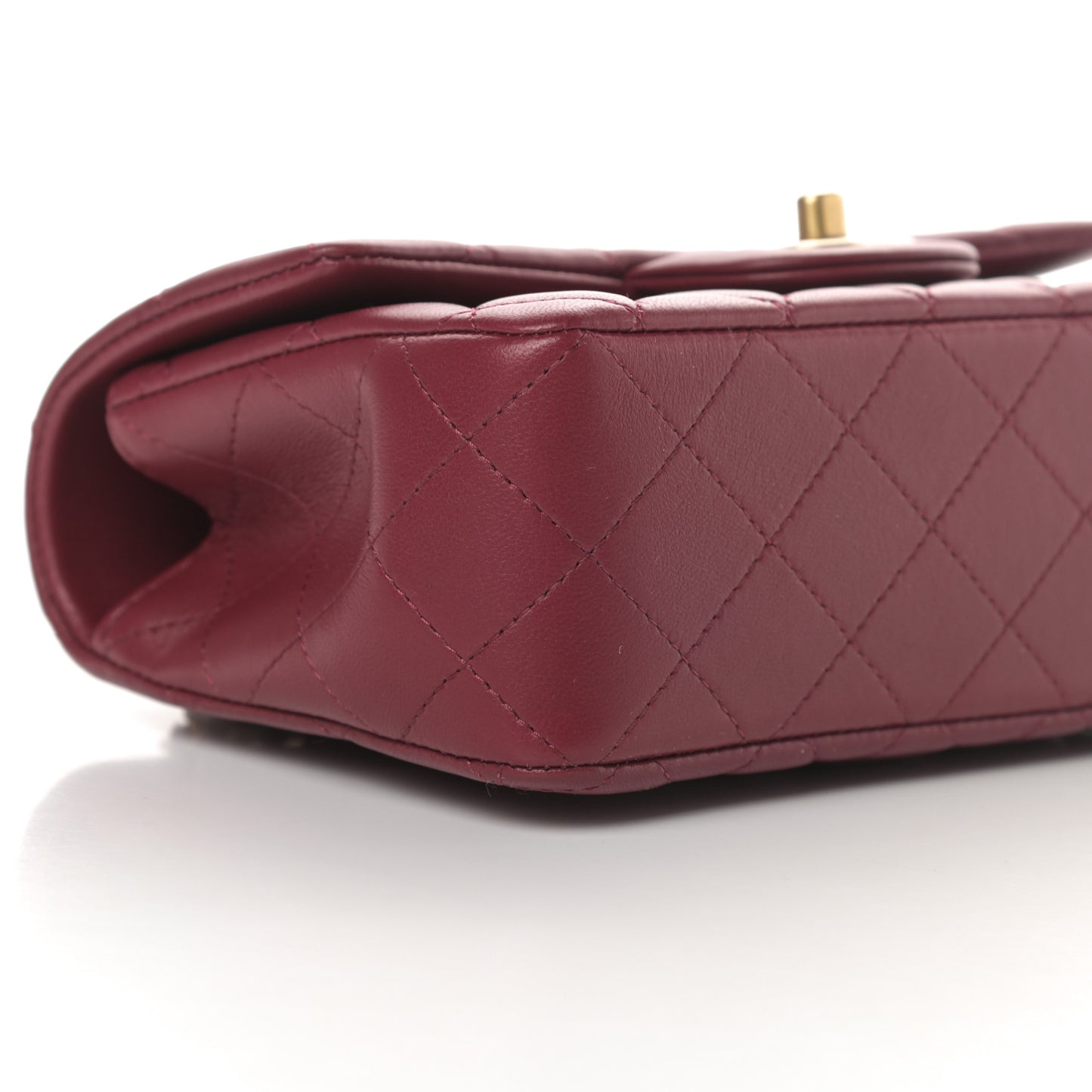 Lambskin Quilted Mini Top Handle Rectangular Flap Burgundy