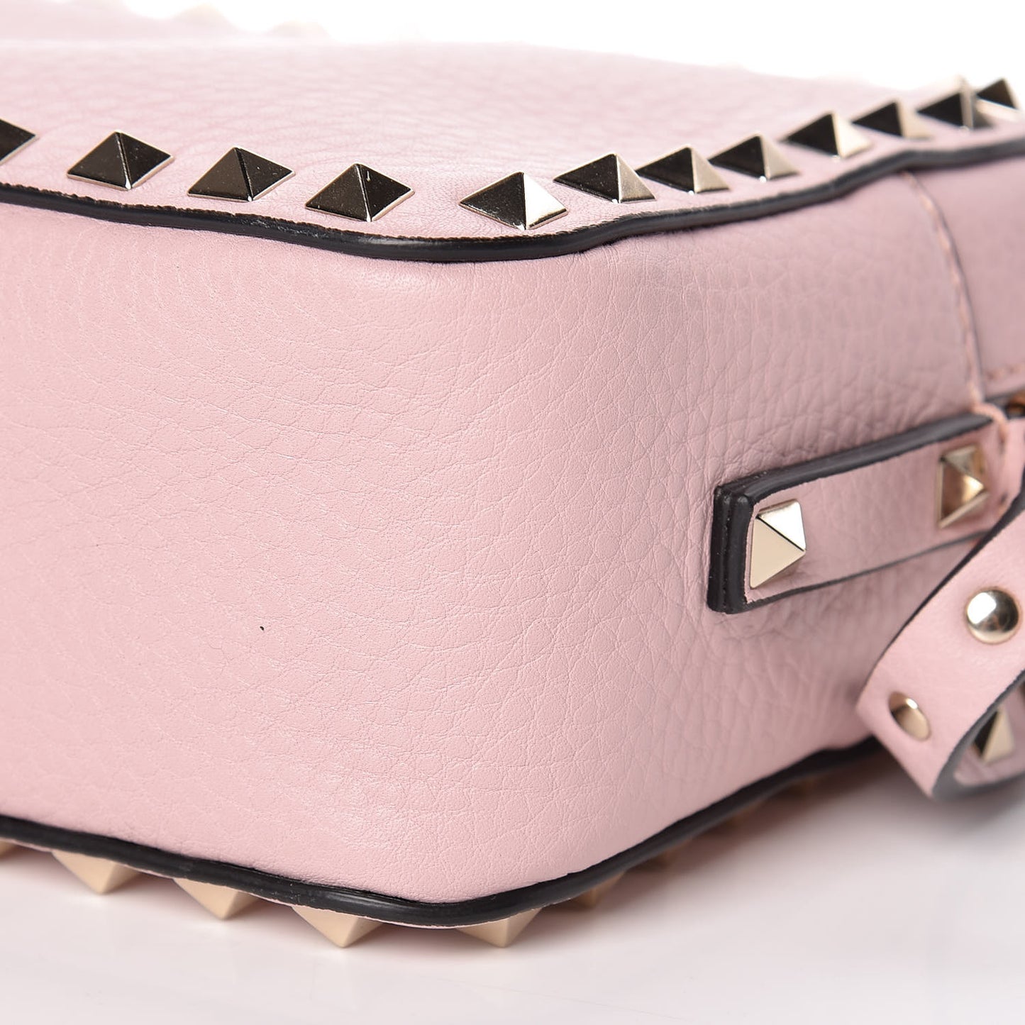 Calfskin Rockstud Camera Crossbody Bag Water Rose