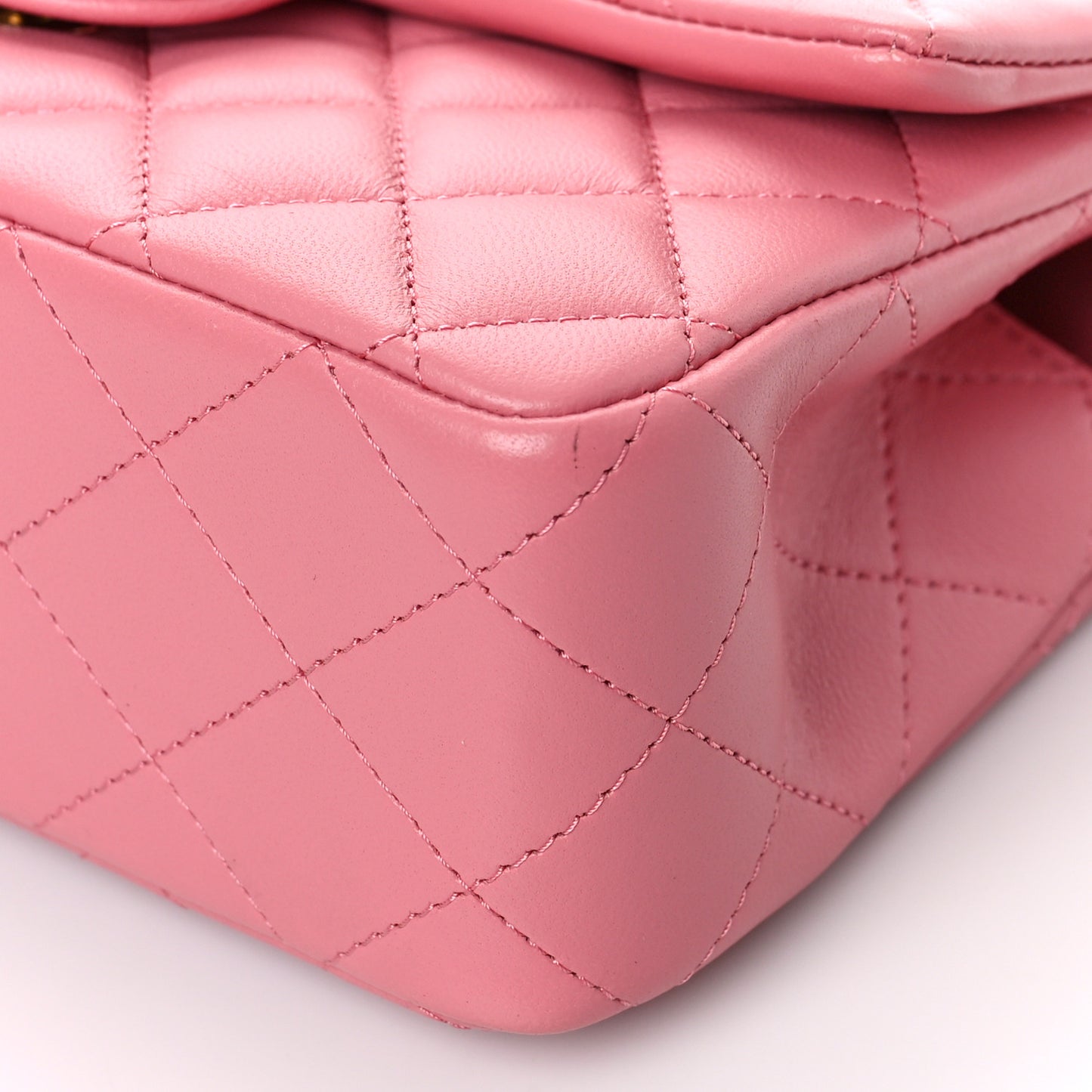 Lambskin Quilted Mini Top Handle Rectangular Flap Pink