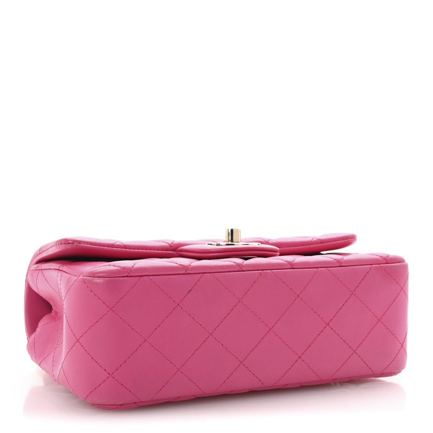 Lambskin Quilted Mini Rectangular Flap Fuchsia