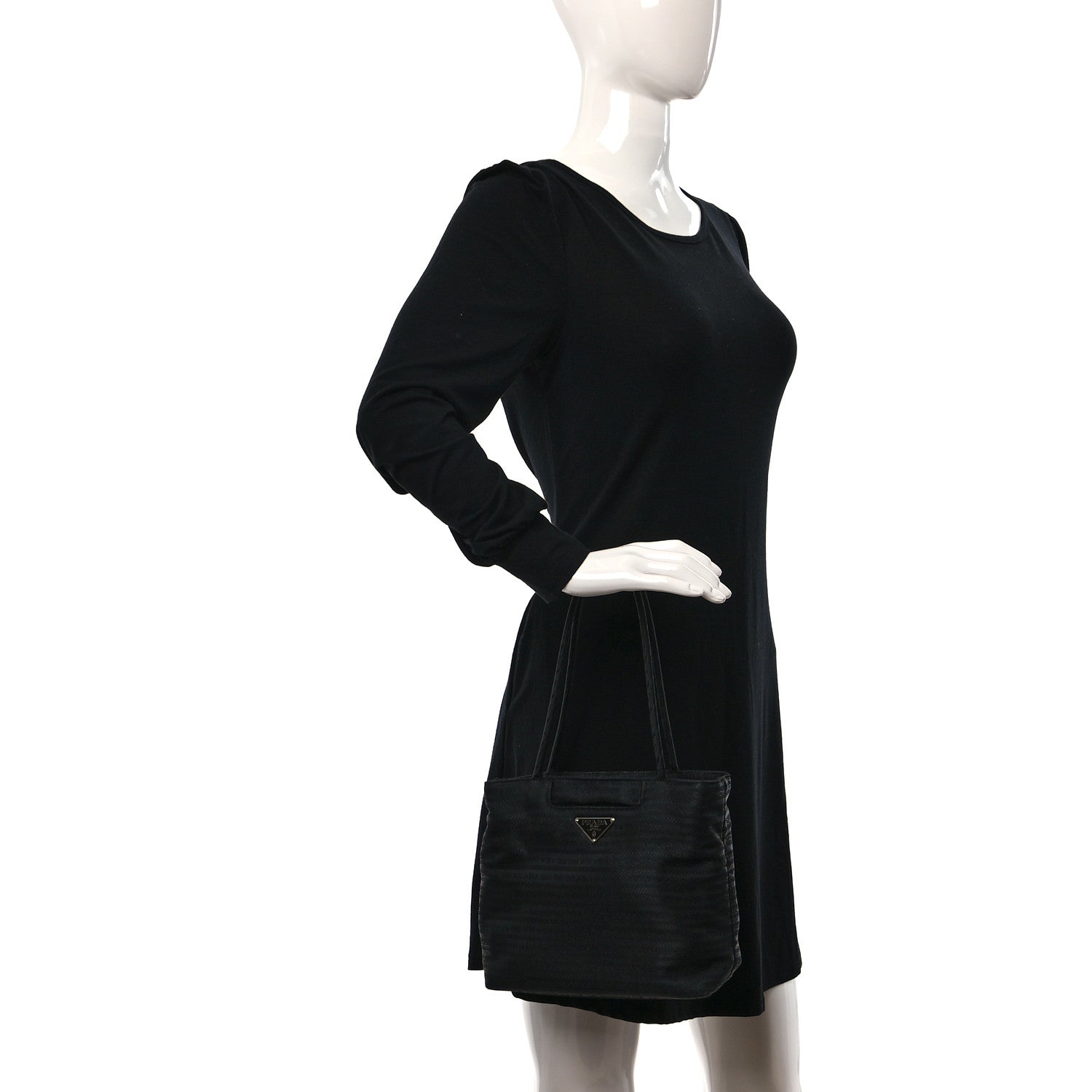 Prada Tessuto Nylon Jacquard Tote Black 2 of 8
