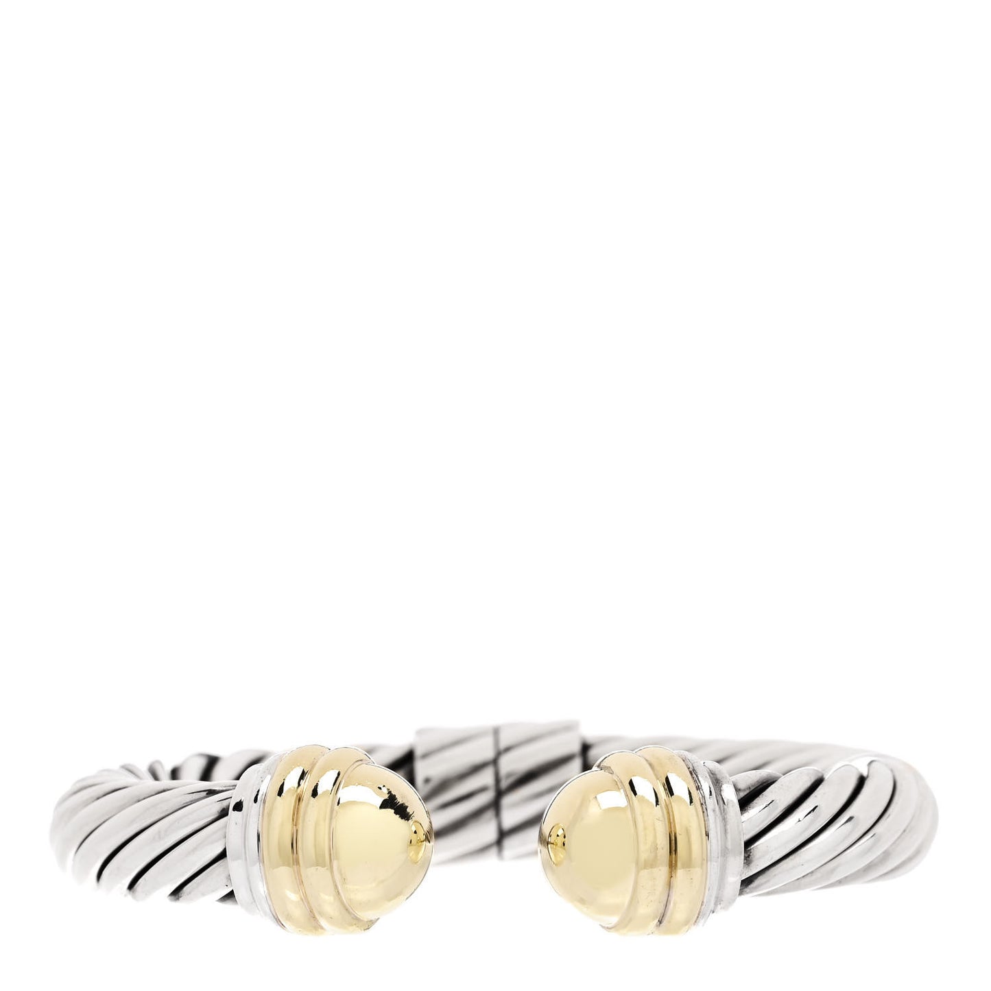 Sterling Silver 14K Yellow Gold 10mm Cable Classics Bracelet
