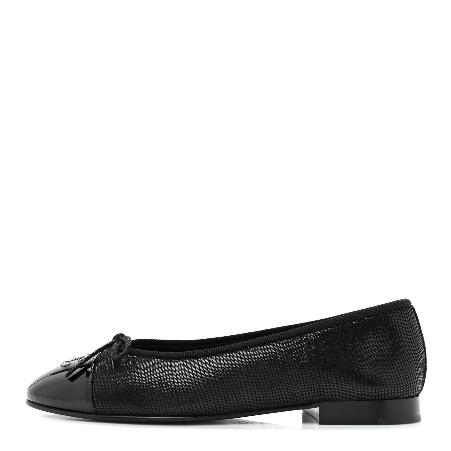 Suede Patent Cap Toe CC Ballerina Flats 38 Black