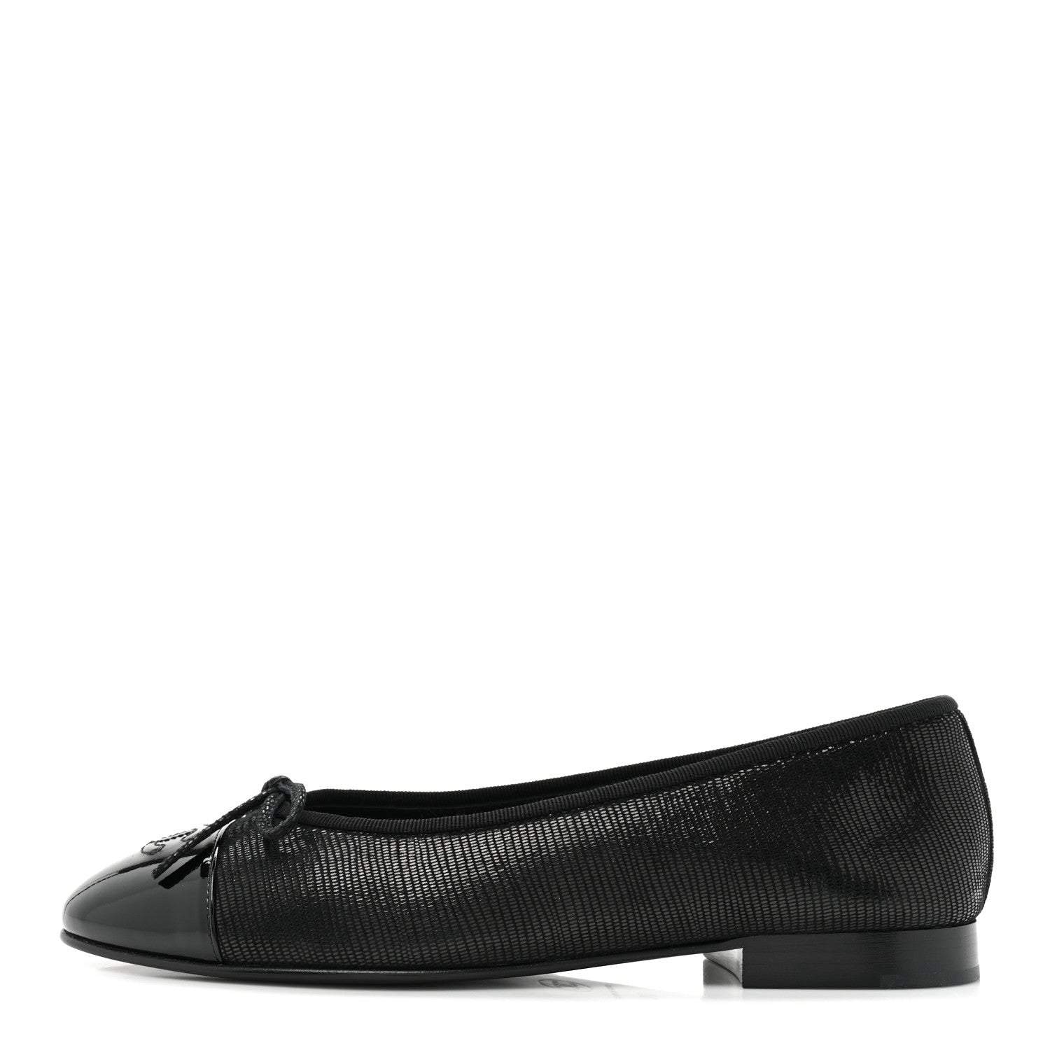 Chanel Suede Patent Cap Toe CC Ballerina Flats 38 Black 1 of 9