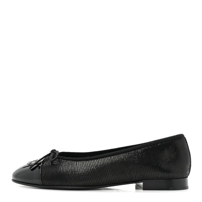 Chanel Suede Patent Cap Toe CC Ballerina Flats 38 Black 1 of 9