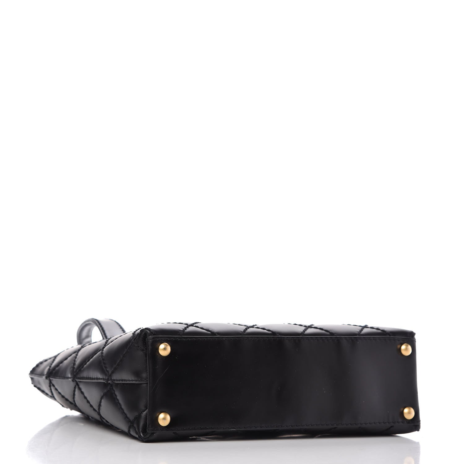 Chanel Calfskin Quilted Small Surpique Stitch Tote Black 4 of 9