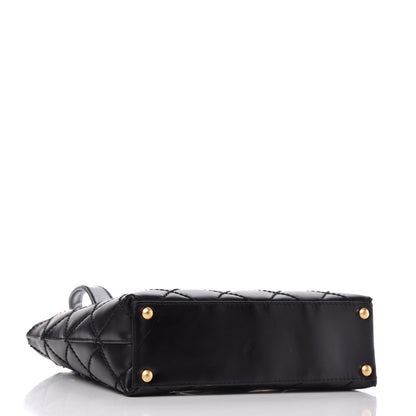 Chanel Calfskin Quilted Small Surpique Stitch Tote Black 4 of 9