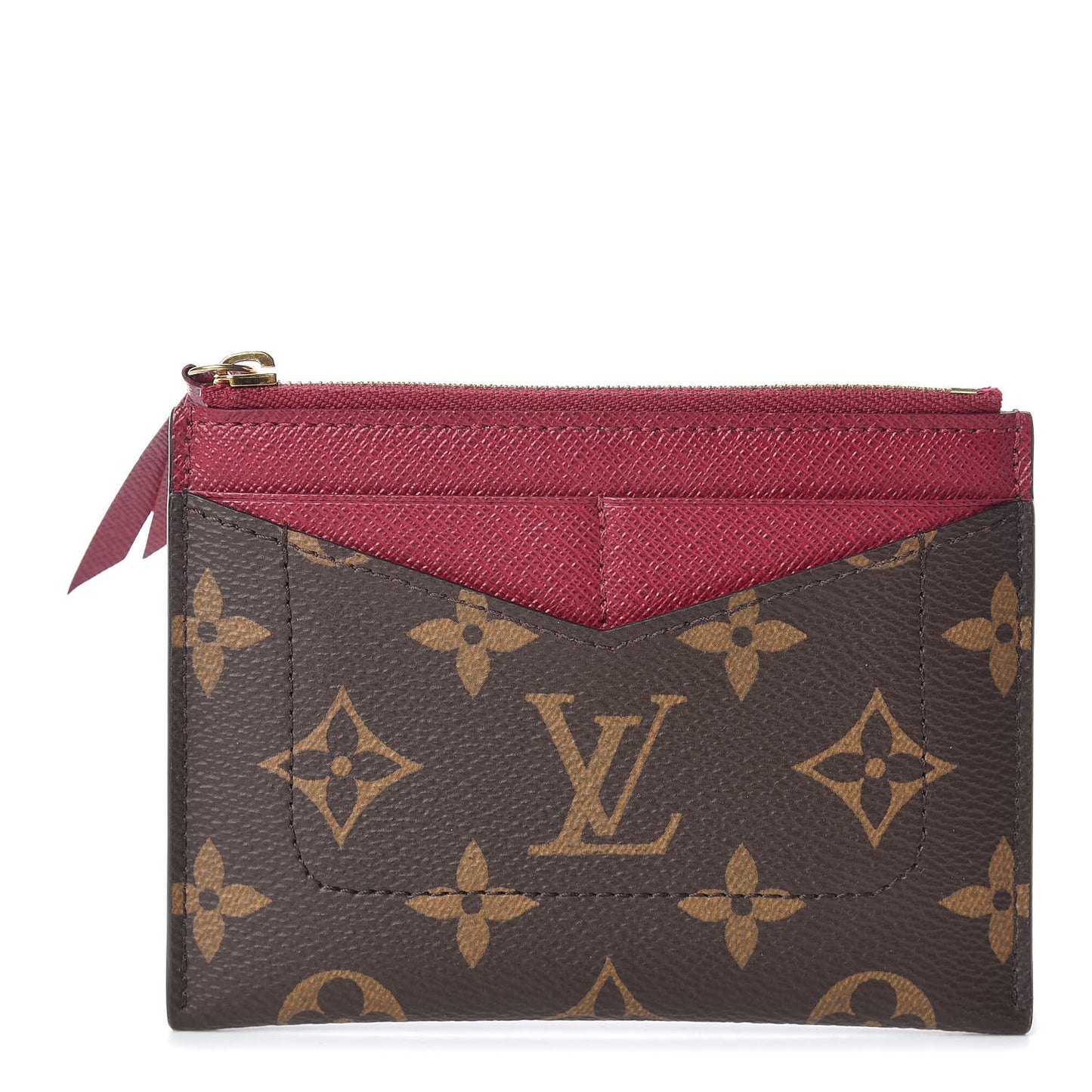 Monogram Zipped Card Holder Fuchsia