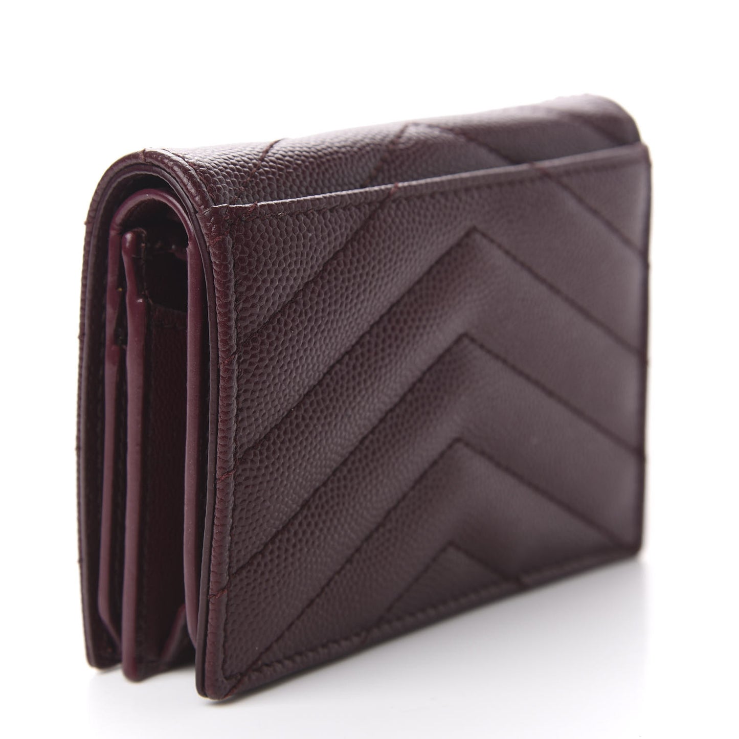 Grain De Poudre Matelasse Chevron Monogram Card Case Bordeaux