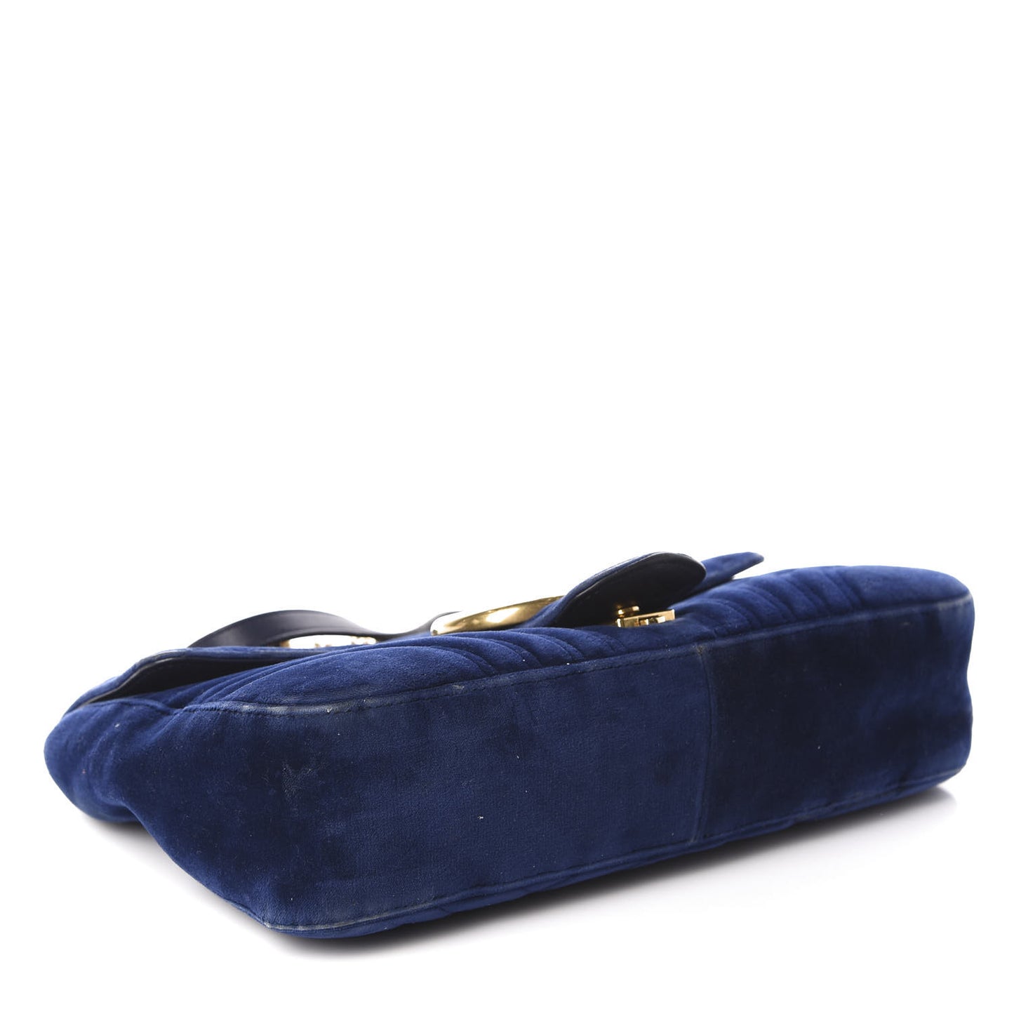 Velvet Matelasse Medium GG Marmont Shoulder Bag Cobalt Blue