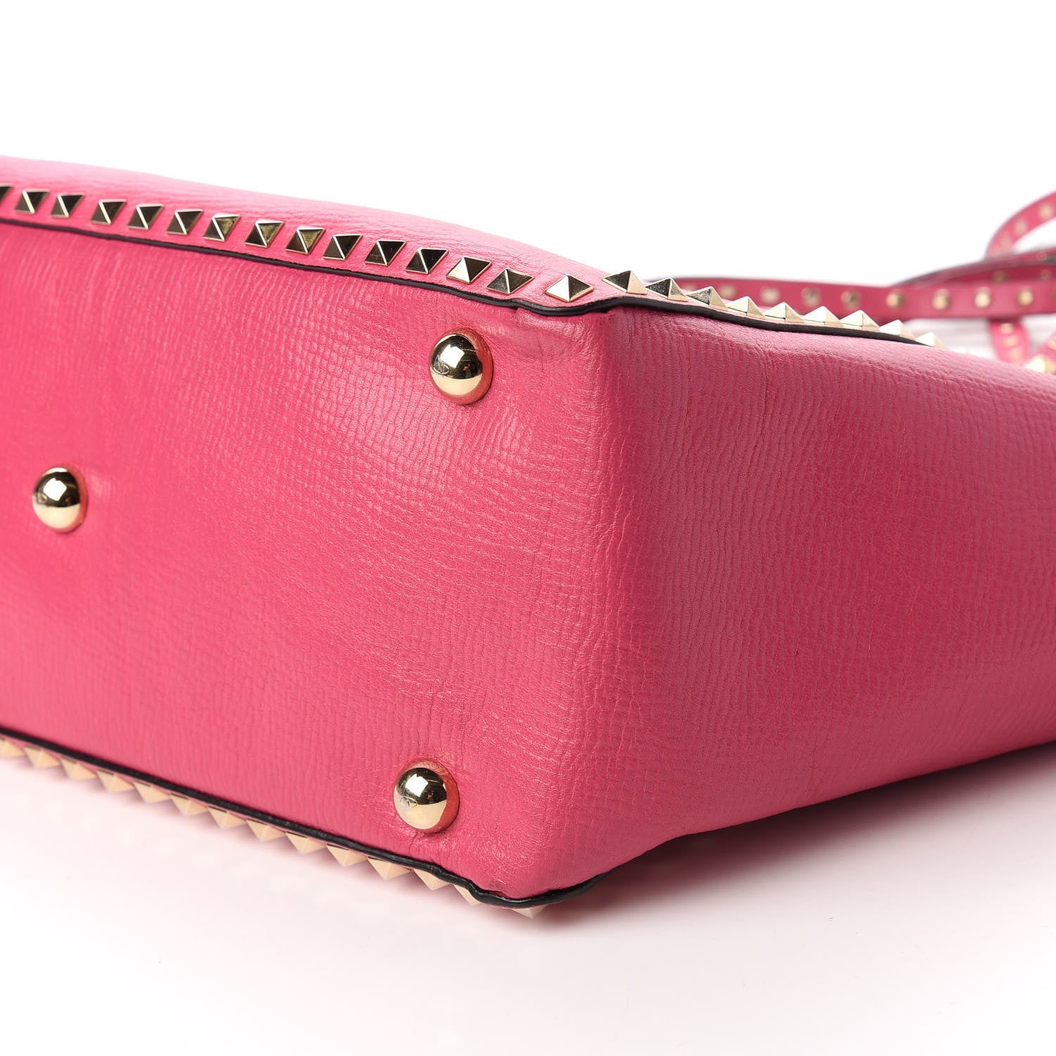 Valentino Garavani Textured Calfskin Medium Rockstud Tote Pop Fuxia 7 of 10