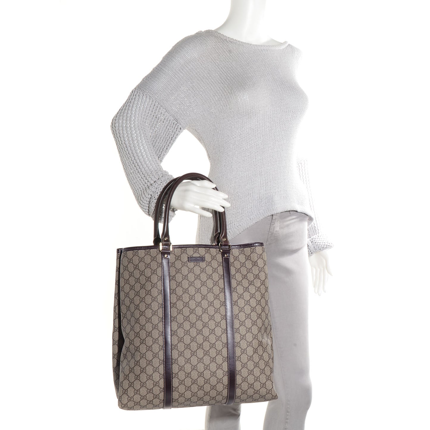 GG Plus Monogram Joy Vertical Tote Dark Brown