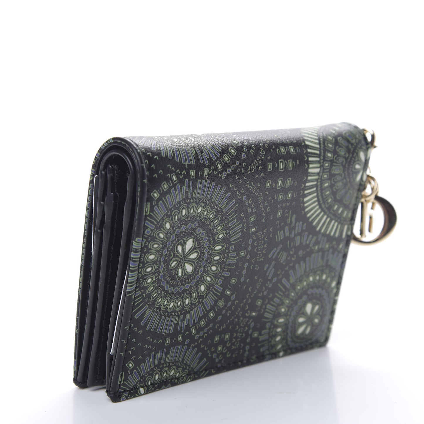 Printed Calfskin Animals Medium Wallet Green Multicolor