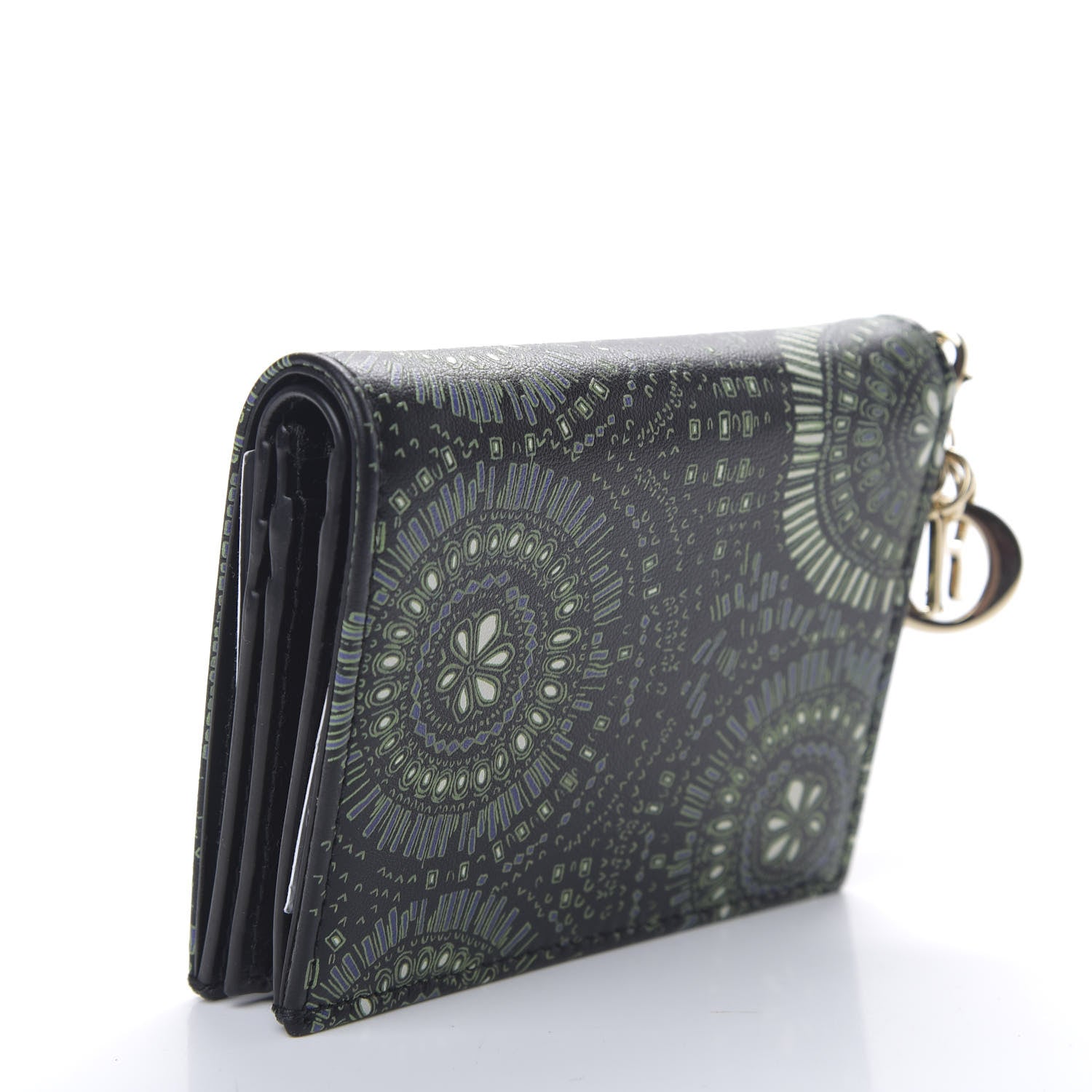 Christian Dior Printed Calfskin Animals Medium Wallet Green Multicolor 2 of 6