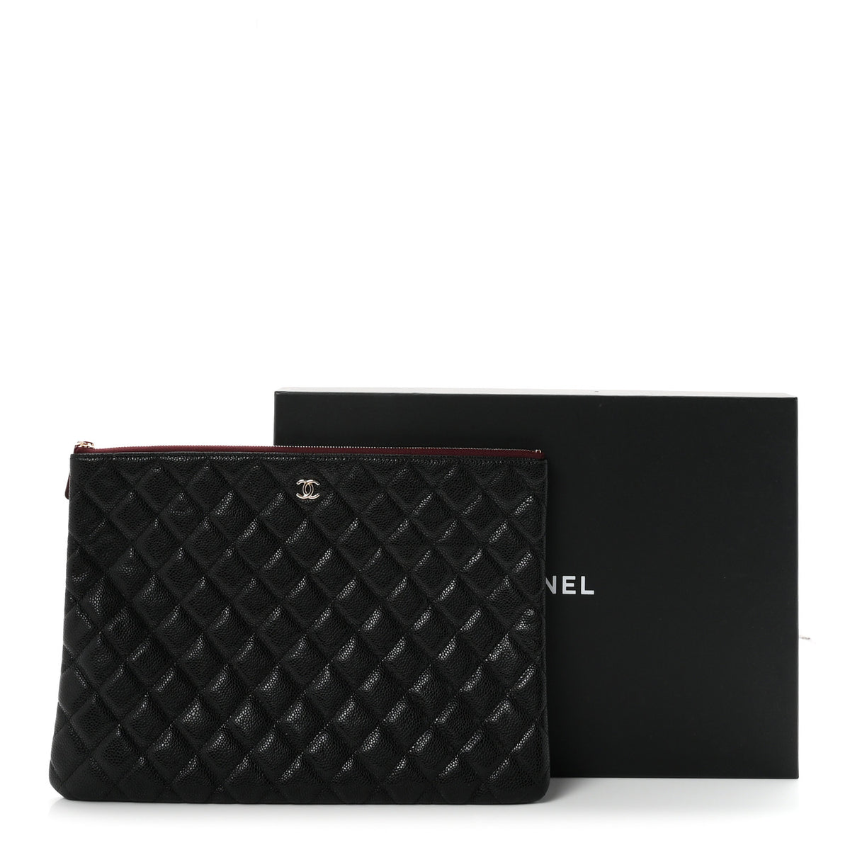 Caviar Quilted Large Cosmetic Case Black