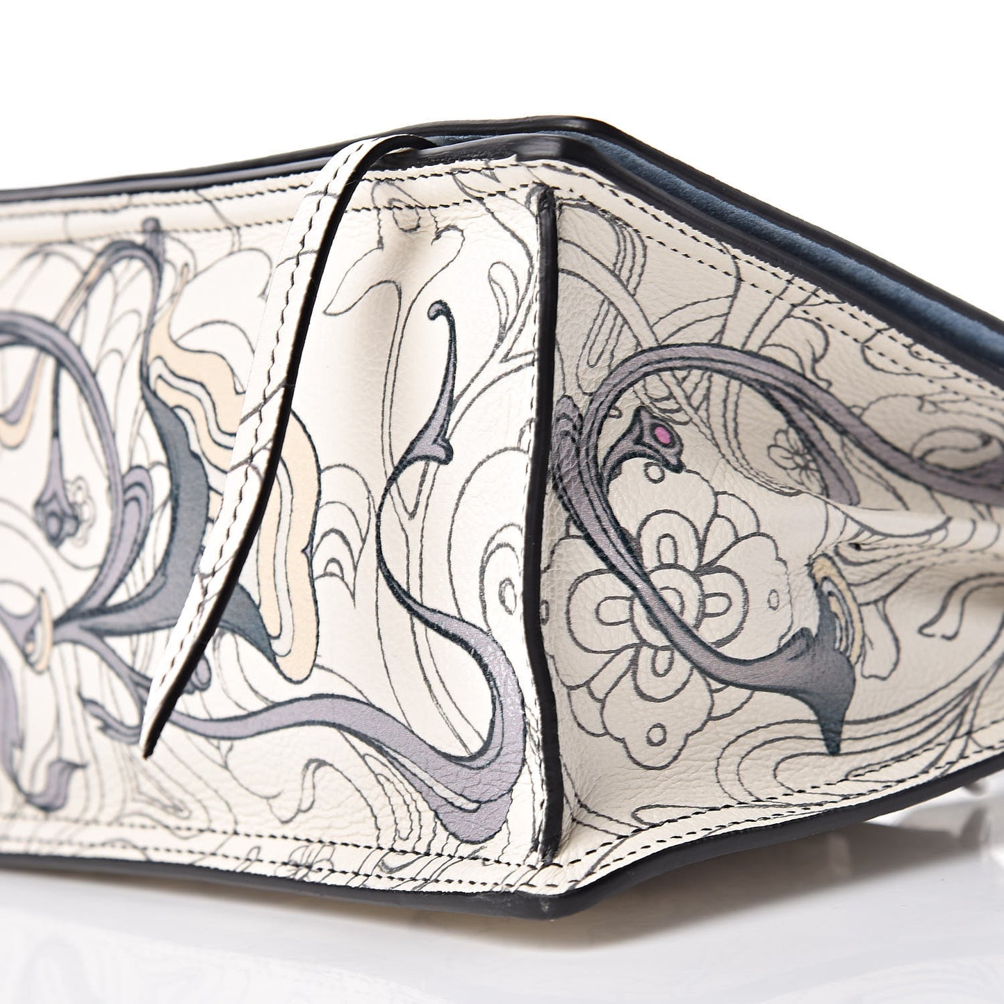 X JAMES JEAN Glace Calfskin Rabbit Print Etiquette Flap Opaline Astrale