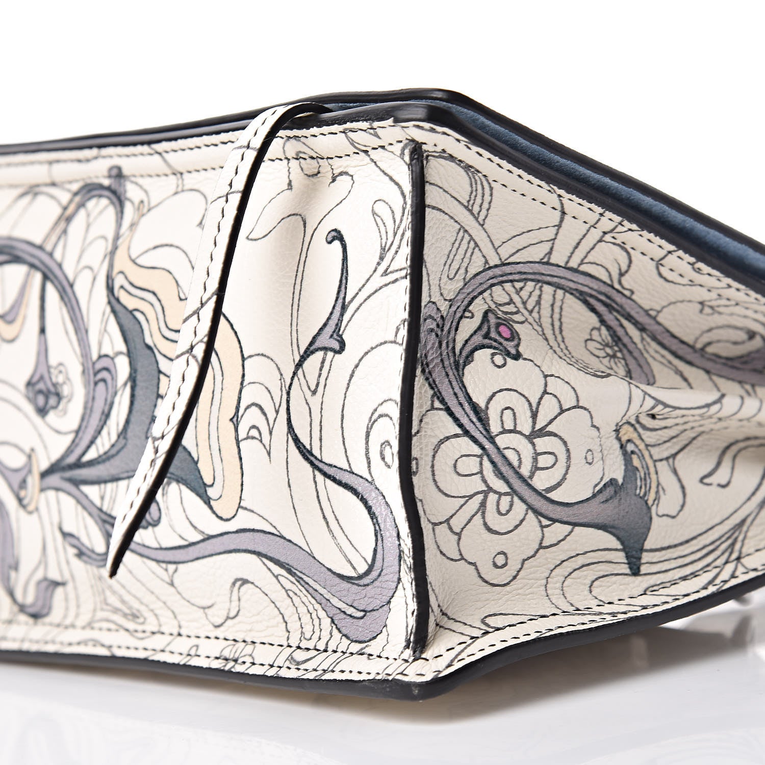 Prada X JAMES JEAN Glace Calfskin Rabbit Print Etiquette Flap Opaline Astrale 7 of 10