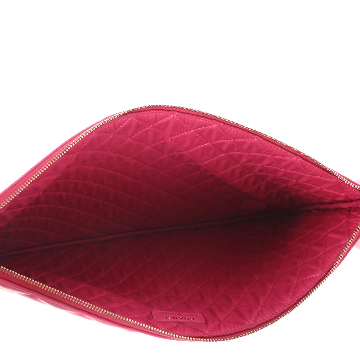 Chanel Lambskin Quilted Large Cosmetic Case Dark Pink 4 of 4