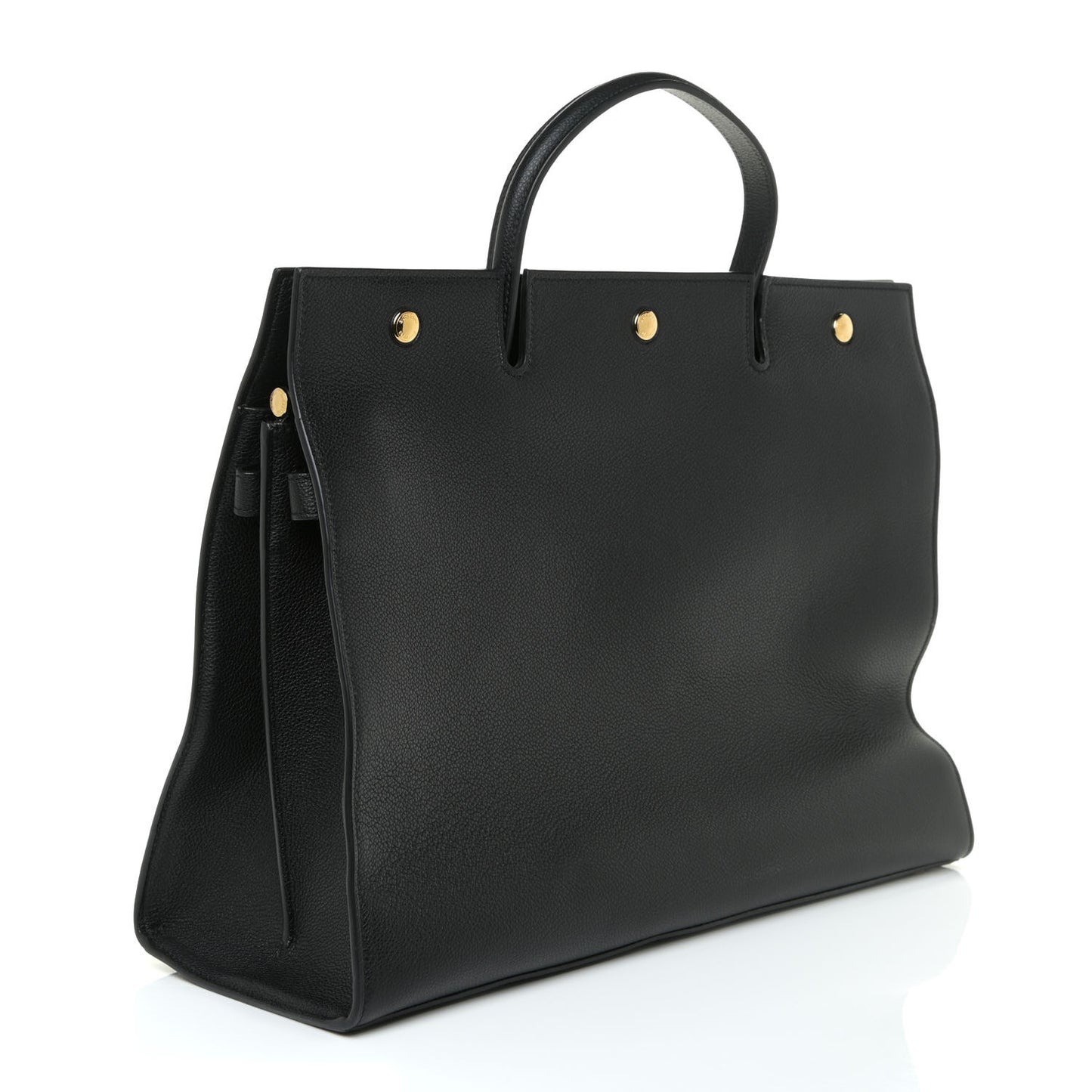 Grainy Calfskin Large Title Bag Black