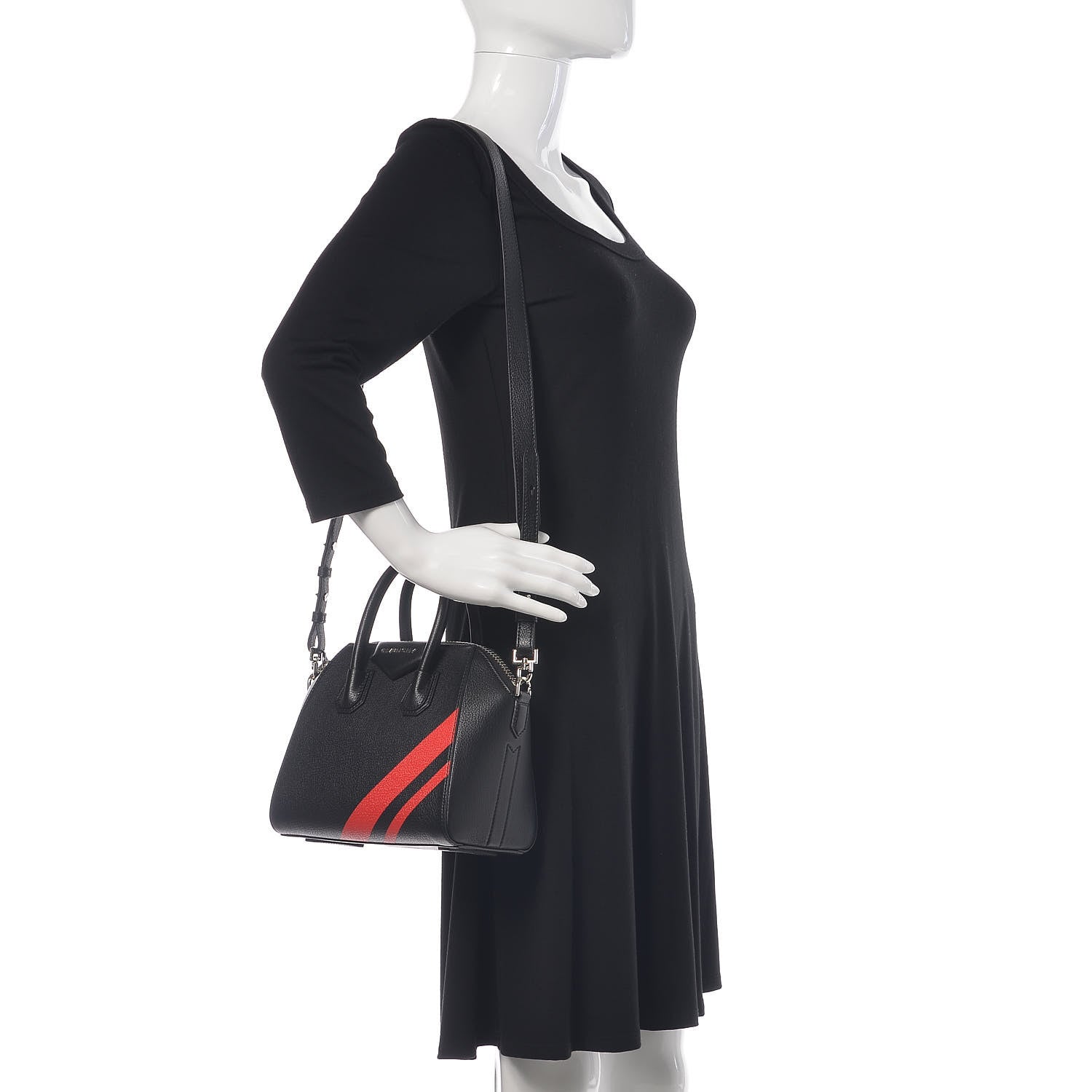 Givenchy Sugar Goatskin Striped Mini Antigona Black 2 of 9