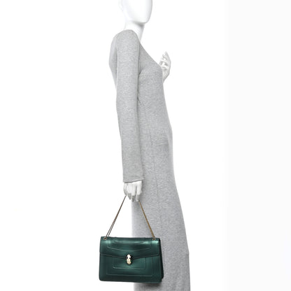 Bulgari Iridescent Calfskin Serpenti Forever Shoulder Bag Emerald Green 2 of 12