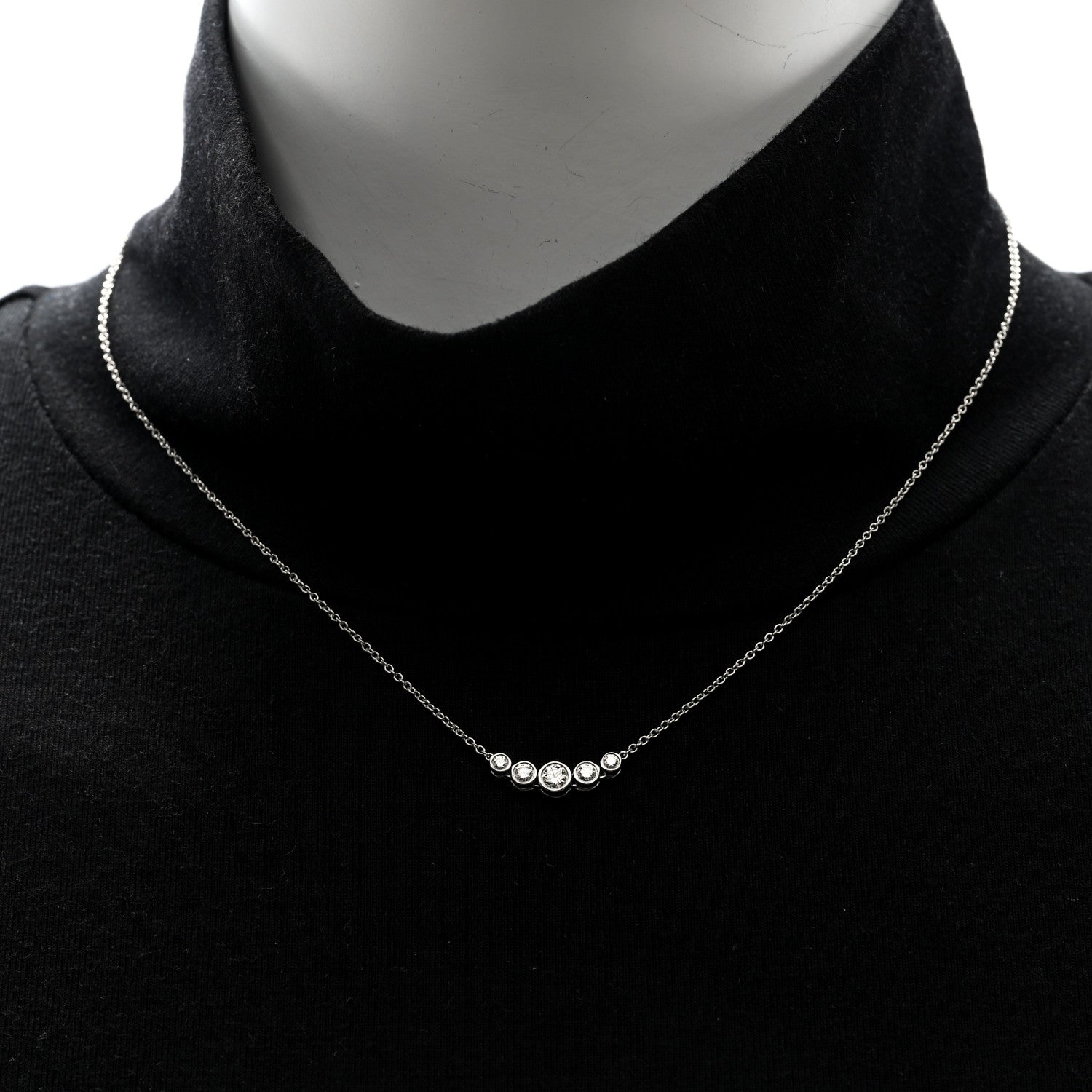 Tiffany Platinum Diamond Jazz Graduated Pendant Necklace 3 of 7