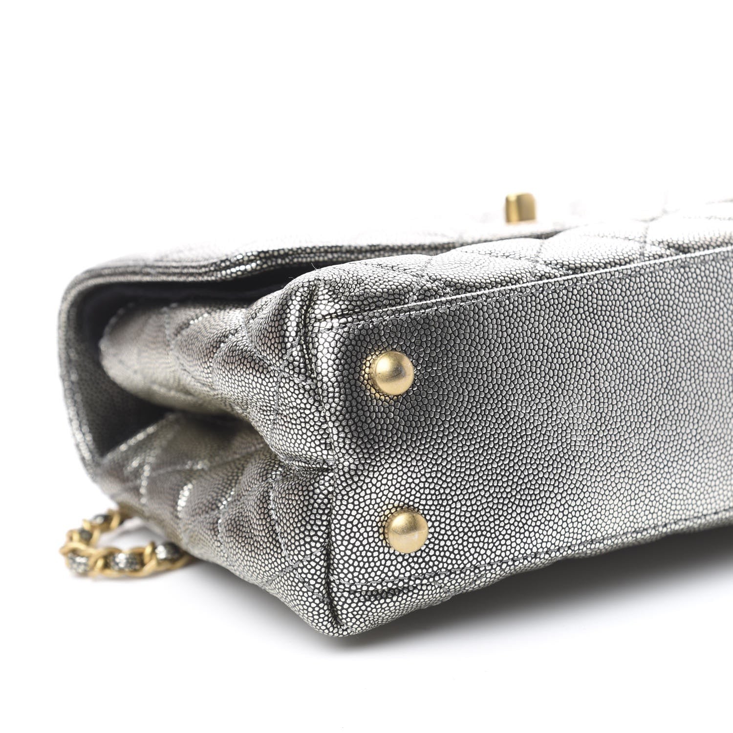Chanel Metallic Caviar Quilted Mini Coco Handle Flap Silver 7 of 10