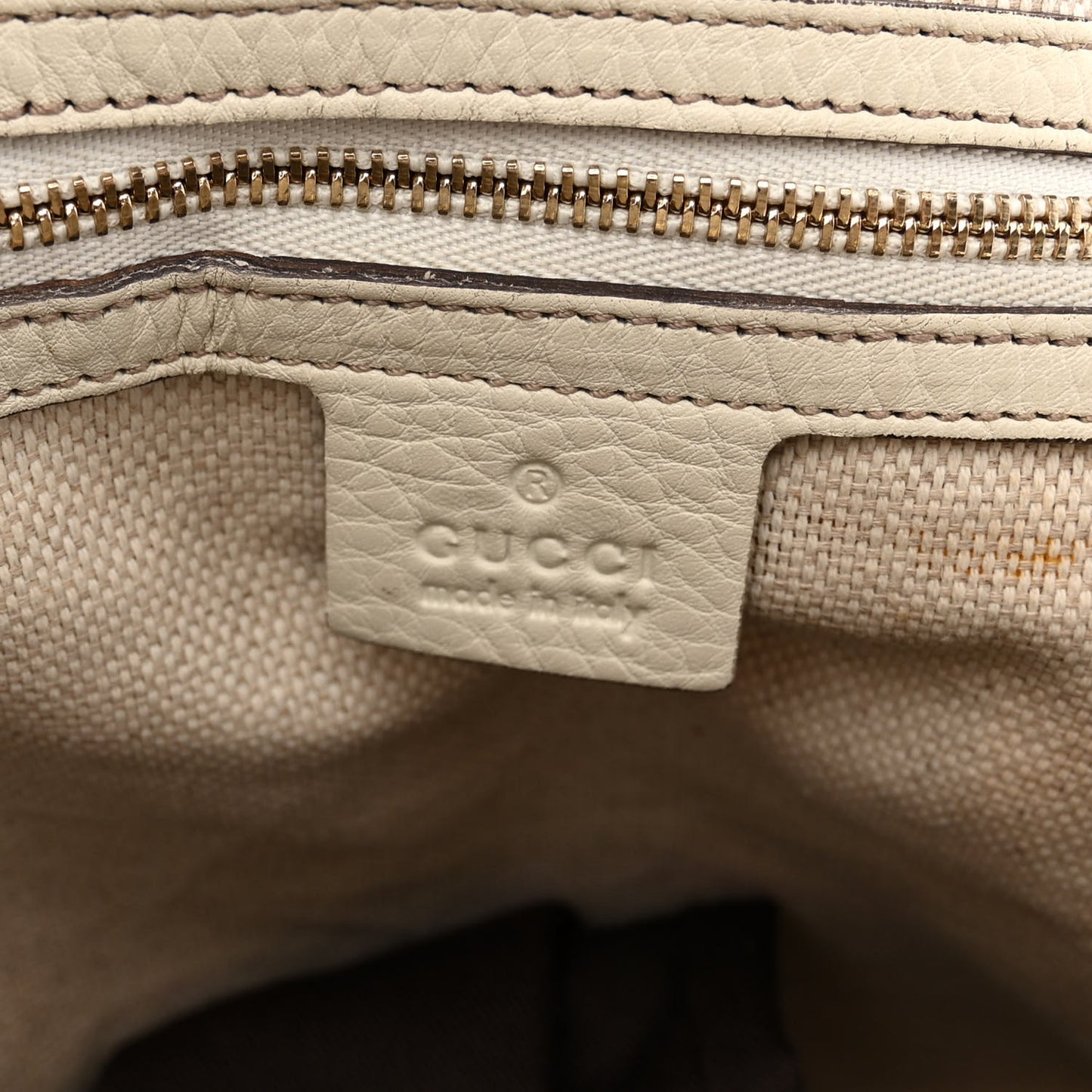 Pebbled Calfskin Medium Soho Shoulder Bag Off White