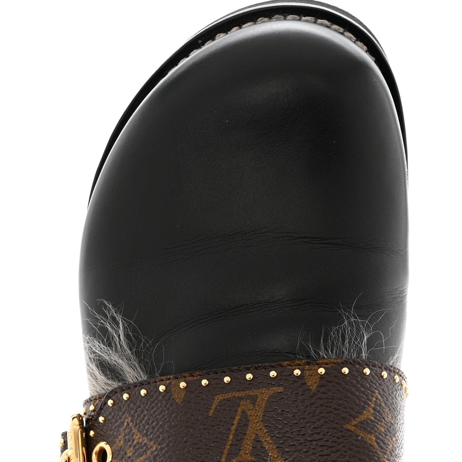 Louis Vuitton Calfskin Monogram Lambswool Winterbreak Comfort Clogs 37 Black 12 of 13