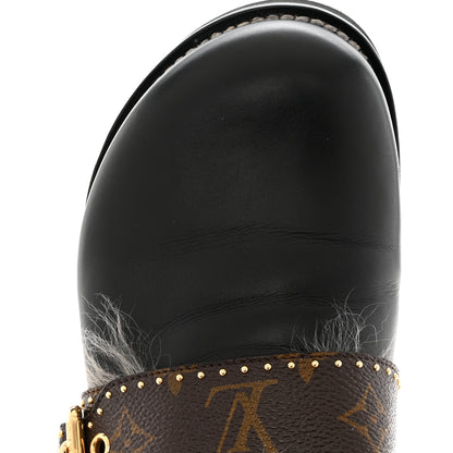 Louis Vuitton Calfskin Monogram Lambswool Winterbreak Comfort Clogs 37 Black 12 of 13
