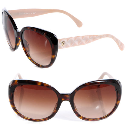 Chanel Tortoise Shell Quilted Sunglasses Beige 5184 1 of 6