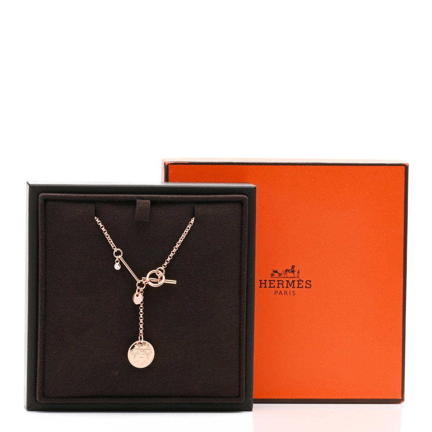 18K Rose Gold Diamond PM Ex-Libris Pendant Necklace