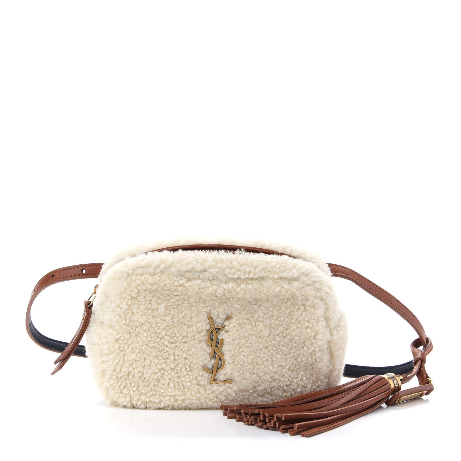 Saint Laurent Shearling Monogram Lou Belt Bag Beige 1 of 10