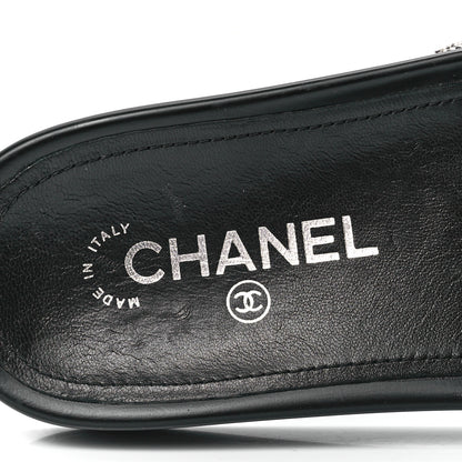 Chanel Tweed Lambskin Chain Flat Sandals 37 Black Multicolor 7 of 8