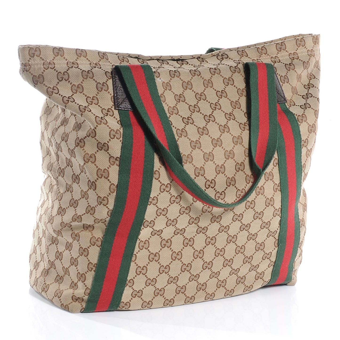 GG Monogram Medium Web Handle Vertical Tote Brown
