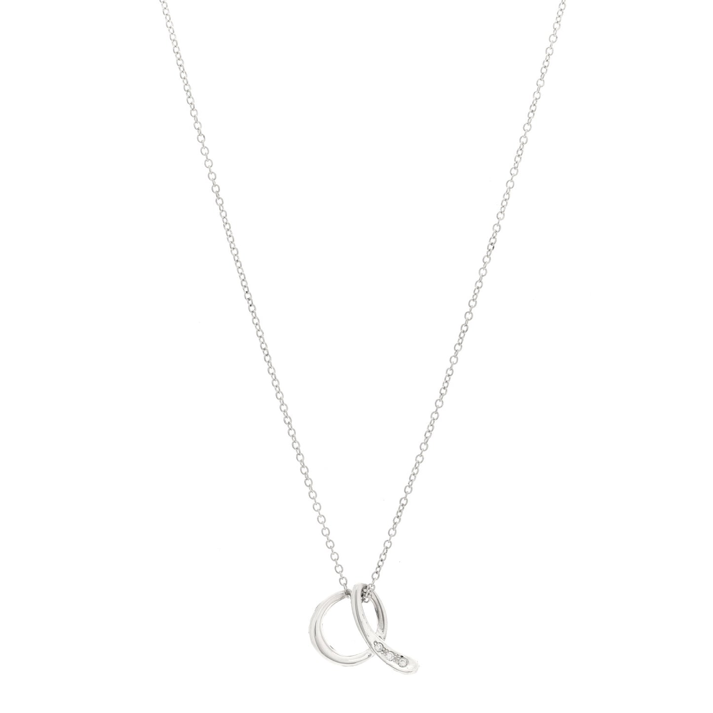 Sterling Silver Diamond Elsa Peretti Letter A Pendant Necklace