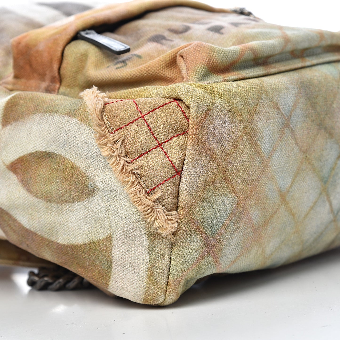 Graffiti Printed Canvas Medium Backpack Beige