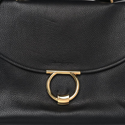 Salvatore Ferragamo Grain Calfskin Gancini Flap Bag Black 9 of 12