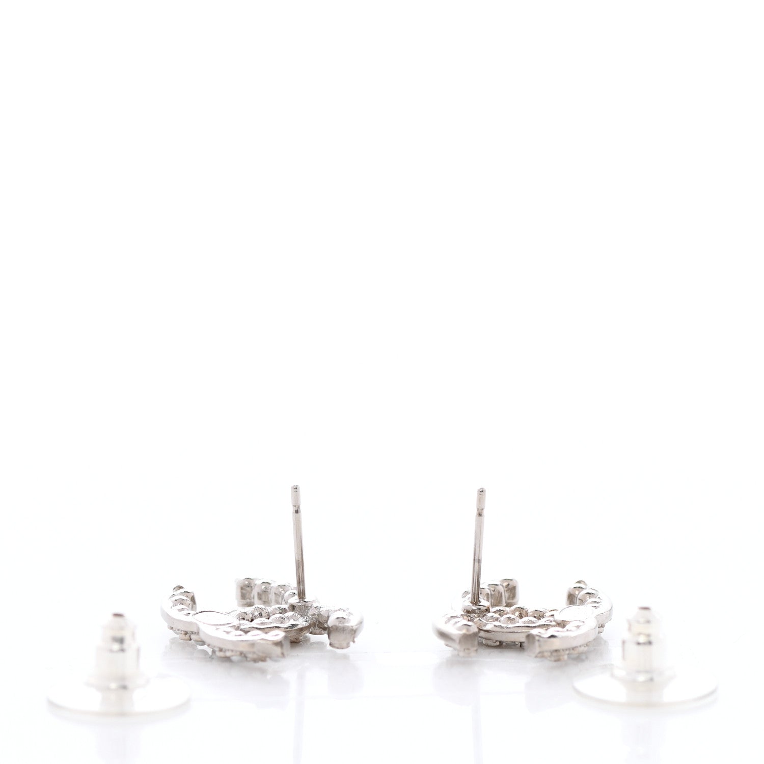 Chanel Crystal Pearl CC Earrings Silver 3 of 4